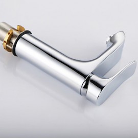 Contemporary Chrome Finish Brass One Hole Single Handle Bathroom Sink Faucet