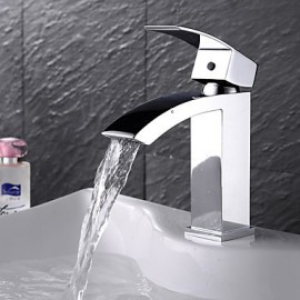 Contemporary Chrome Finish Brass One Hole Single Handle Sink Faucet