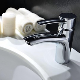 Contemporary Chrome Finish Brass Single Hole Single Handle Bathroom Sink Faucet