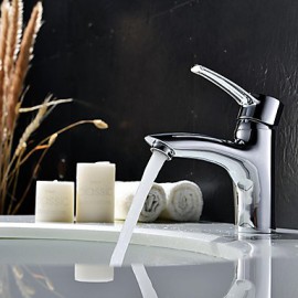 Contemporary Chrome Finish Brass Single Hole Single Handle Bathroom Sink Faucet