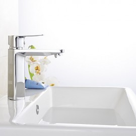 Contemporary Chrome Finish Single Handle Basin Mixer