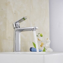 Contemporary Chrome Finish Single Handle Basin Mixer