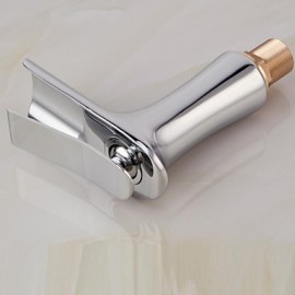 Contemporary Chrome Finish Single Hole Brass Waterfall Bathroom Sink Faucet