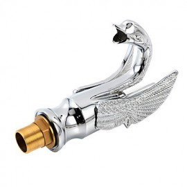 Contemporary Chrome Finish Swan Shape Bathroom Basin Faucet (Short) - Sliver