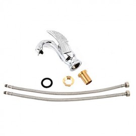Contemporary Chrome Finish Swan Shape Bathroom Basin Faucet (Short) - Sliver