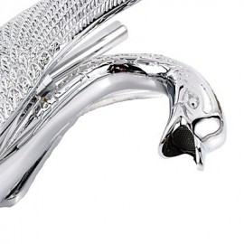 Contemporary Chrome Finish Swan Shape Bathroom Basin Faucet (Tall) - Sliver