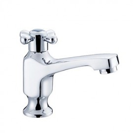 Contemporary Chrome Finished Brass Single Hole Single Handle Short Basin Cold Water Tap