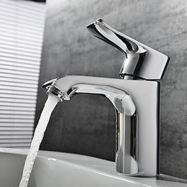 Contemporary Chrome One Hole Single Handle Brass Bathroom Sink Faucet