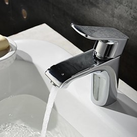 Contemporary Chrome One Hole Single Handle Brass Bathroom Sink Faucet