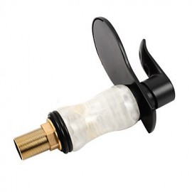 Contemporary Elegant Large Wide-Mouth Waterfall Imitation Jade Oil-Rubbed Bronze Finish Bathroom Sink Faucet (Short)