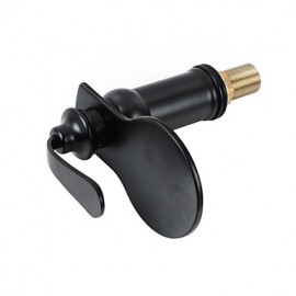 Contemporary Elegant Large Wide-Mouth Waterfall Oil-Rubbed Bronze Finish Bathroom Sink Faucet (Short)