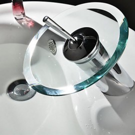 Contemporary Fashion Bathroom Glass Circle Waterfall Basin Fauce