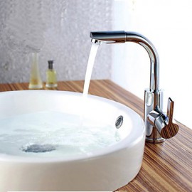 Contemporary High-Arch Gooseneck Brass 360 Degree Swivel Spout Hot And Cold Water Kitchen Sink Faucet