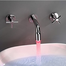 Contemporary Led / Waterfall Brass Chrome Led Faucet Mixer