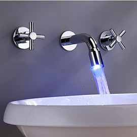 Contemporary Led / Waterfall Brass Chrome Led Faucet Mixer