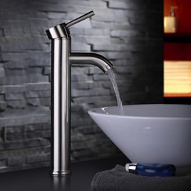 Contemporary Nickel Brushed One Hole Single Handle Bathroom Sink Faucet