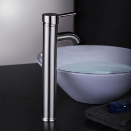 Contemporary Nickel Brushed One Hole Single Handle Bathroom Sink Faucet