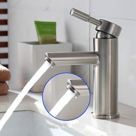 Contemporary Nickel Finish 304 Sus Stainless Steel Single Hole Single Handle Bathroom Basin Faucet