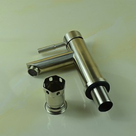 Contemporary Nickel Finish 304 Sus Stainless Steel Single Hole Single Handle Bathroom Basin Faucet