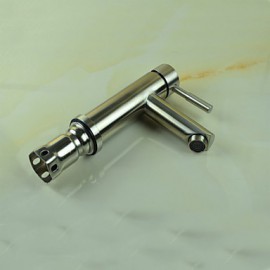 Contemporary Nickel Finish 304 Sus Stainless Steel Single Hole Single Handle Bathroom Basin Faucet