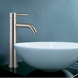 Contemporary Nickel Finish 304 Sus Stainless Steel Single Hole Single Handle High Bathroom Basin Faucet