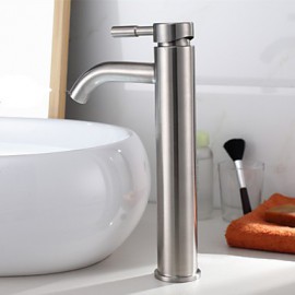 Contemporary Nickel Finish 304 Sus Stainless Steel Single Hole Single Handle High Bathroom Basin Faucet