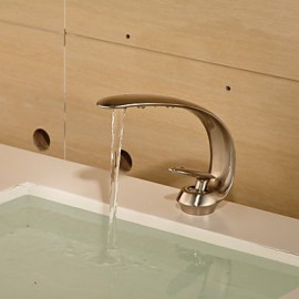 Contemporary Nickel Slim Shape Single Handle One Hole Hot And Cold Water Bathroom Sink Faucet - Antique Silver