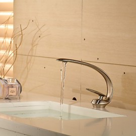 Contemporary Nickel Slim Shape Single Handle One Hole Hot And Cold Water Bathroom Sink Faucet - Antique Silver