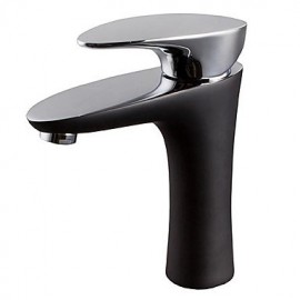 Contemporary Noble Black Body Chrome Single Handle Bathroom Sink Faucet