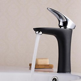 Contemporary Noble Black Body Chrome Single Handle Bathroom Sink Faucet