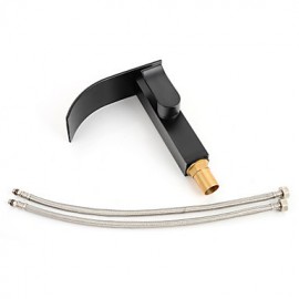 Contemporary Oil Rubbed Bronze Waterfall Bathroom Sink Faucet - Black