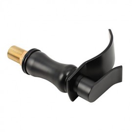 Contemporary Oil-Rubbed Bronze Brass Waterfall Bathroom Sink Faucet - Black