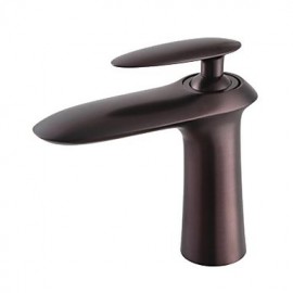 Contemporary Oil-Rubbed Bronze One Hole Single Handle Bathroom Sink Faucet