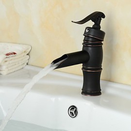 Contemporary Oil-Rubbed Bronze Single Handle Bathroom Sink Faucet - Black