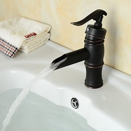Contemporary Oil-Rubbed Bronze Single Handle Bathroom Sink Faucet - Black