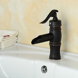 Contemporary Oil-Rubbed Bronze Single Handle Bathroom Sink Faucet - Black