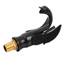 Contemporary Oil-Rubbed Bronze Swan Shape Bathroom Basin Faucet (Short) - Black