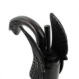 Contemporary Oil-Rubbed Bronze Swan Shape Bathroom Basin Faucet (Tall) - Black