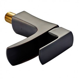 Contemporary Oil-Rubbed Bronze Waterfall Bathroom Sink Faucet (Short)- Black