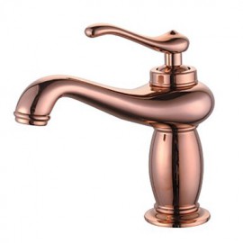 Contemporary Rose Gold Brass One Hole Single Handle Bathroom Sink Faucet