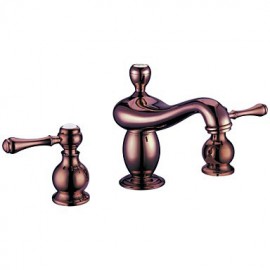 Contemporary Rose Gold Finish Brass Three Hole Two Handle Bathroom Sink Faucet