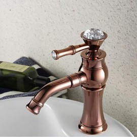 Contemporary Rose Gold Finish Single Hole Single Handle Brass Bathroom Sink Faucet