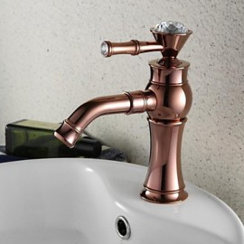 Contemporary Rose Gold Finish Single Hole Single Handle Brass Bathroom Sink Faucet
