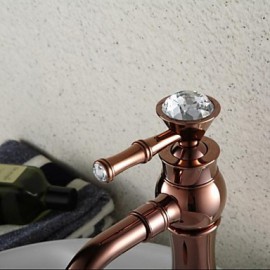 Contemporary Rose Gold Finish Single Hole Single Handle Brass Bathroom Sink Faucet