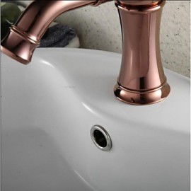 Contemporary Rose Gold Finish Single Hole Single Handle Brass Bathroom Sink Faucet