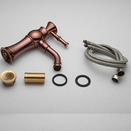 Contemporary Rose Gold Finish Single Hole Single Handle Brass Bathroom Sink Faucet