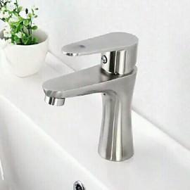 Contemporary Stainless Steel Brass One Hole Single Handle Bathroom Sink Faucet