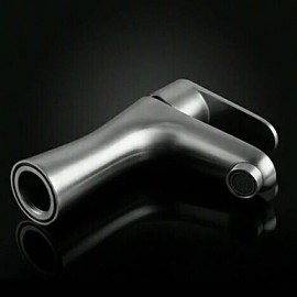 Contemporary Stainless Steel Brass One Hole Single Handle Bathroom Sink Faucet