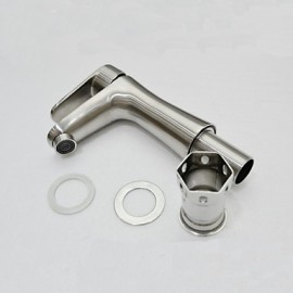 Contemporary Stainless Steel Brass One Hole Single Handle Bathroom Sink Faucet