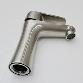 Contemporary Stainless Steel Brass One Hole Single Handle Bathroom Sink Faucet